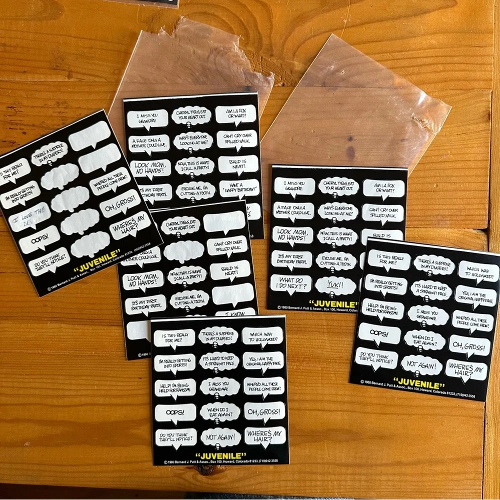 Vintage 80s photo captions sticker lot
